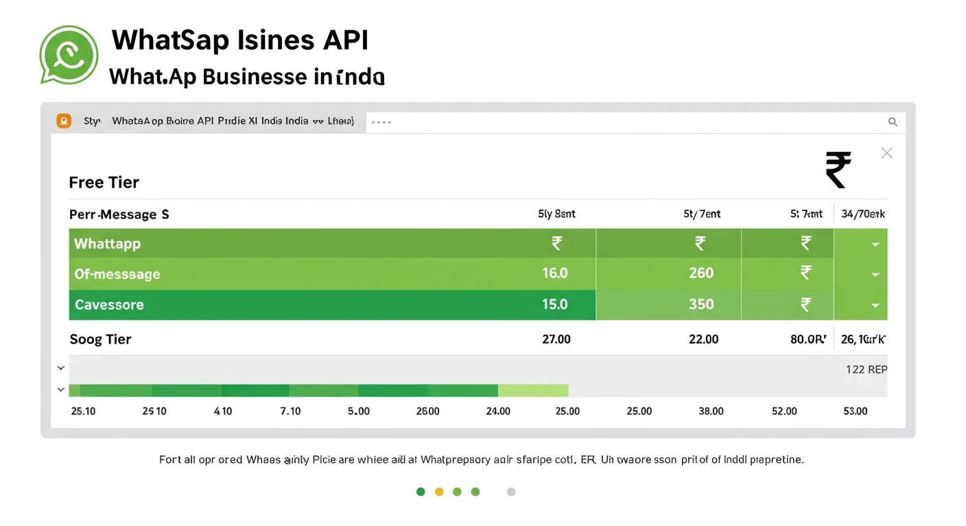 Comparison matrix of WhatsApp Business API per-message INR pricing across marketing, utility, authentication and service categories for India in 2025