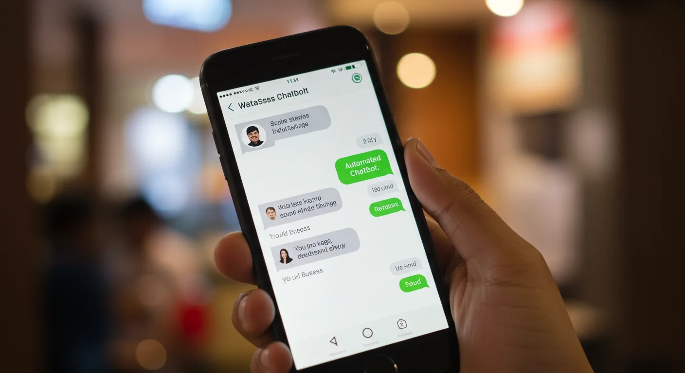 WhatsApp chatbot for business setup guide 2025 hero illustration showing chat bubbles, AI brain icon, and a phone with WhatsApp interface